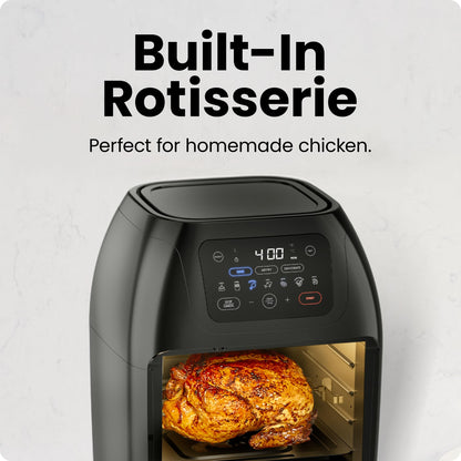CHEFMAN Multifunctional Digital AirFryer+ Rotisserie,Dehydrator, Convection Oven17 Touch Screen Presets Fry,Roast,Dehydrate, Bake, XL 10L Family Size,Auto Shutoff,Large Easy-View Window Black,10 Quart Chefman