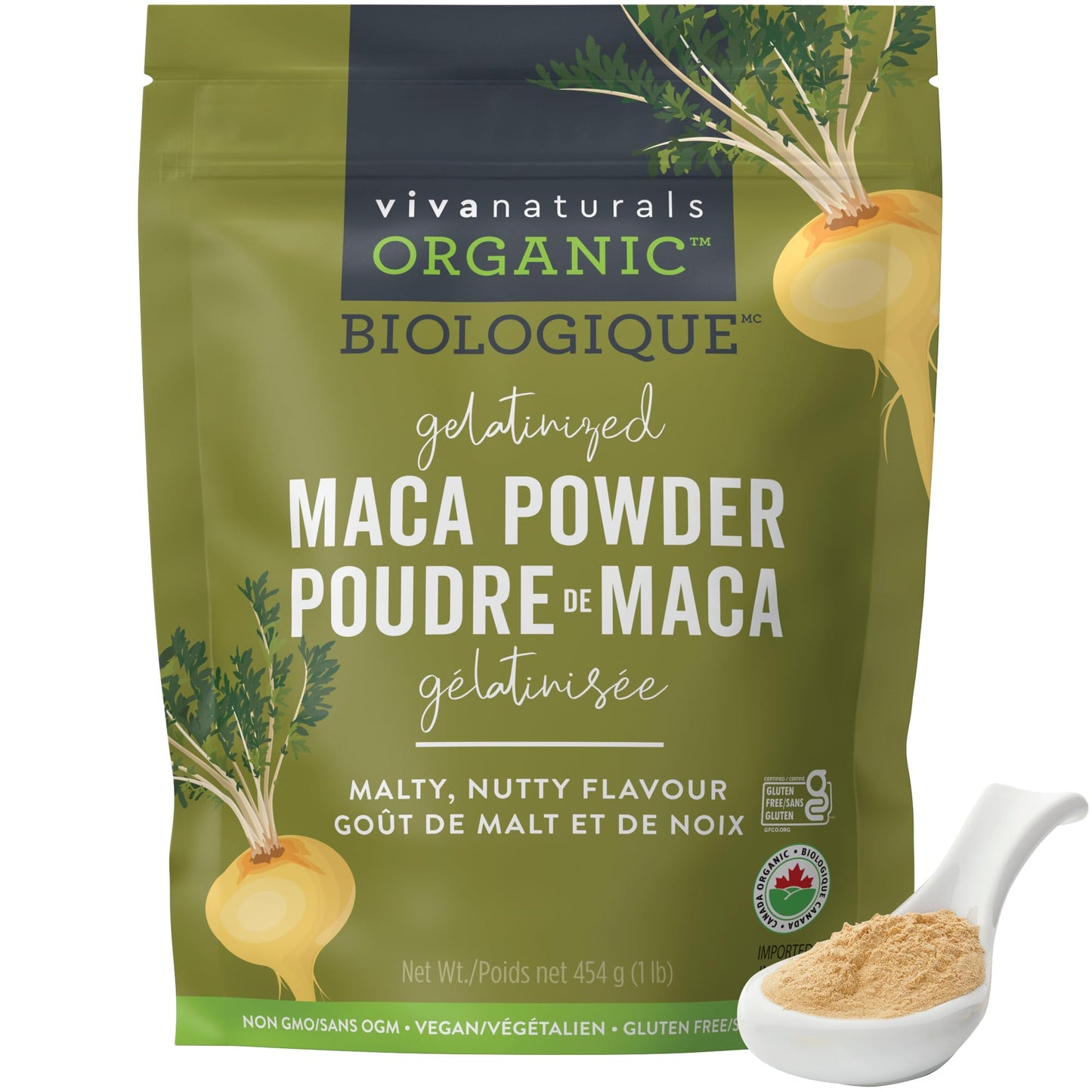 Viva Naturals Organic Maca Powder, Gelatinized Peruvian Maca Root Powder, Non-GMO, 1 lb Viva Naturals