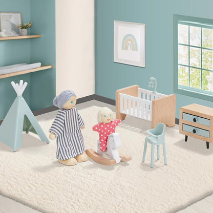 Giant bean 36pcs Wooden Dollhouse Furniture Set 5 Rooms 4 Family Dolls 🍁 All In One Marketplace Canada