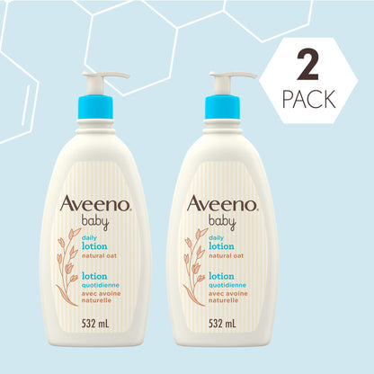 Aveeno Baby Lotion, Daily Moisturizing Cream for Sensitive Skin, Natural oat, Fragrance Free, Paraben Free, Pack of 2 (1064 ml Total) - Available at All In One Marketplace Canada