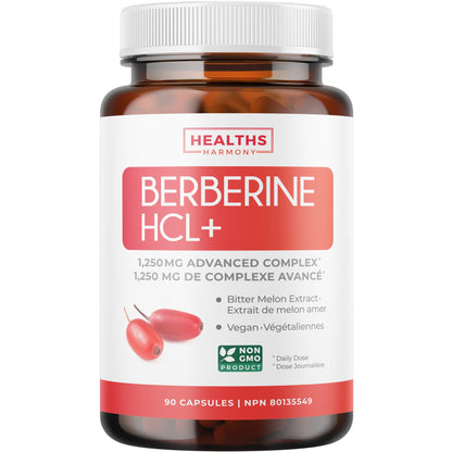 Berberine 1000mg | Healthy Cholesterol, Glucose & Lipid Metabolism & Cardiovascular Health Support | High Potency Berberine Supplement with Bitter Melon & Banaba Extract | Made in Canada | 90 Ct - Available at All In One Marketplace Canada
