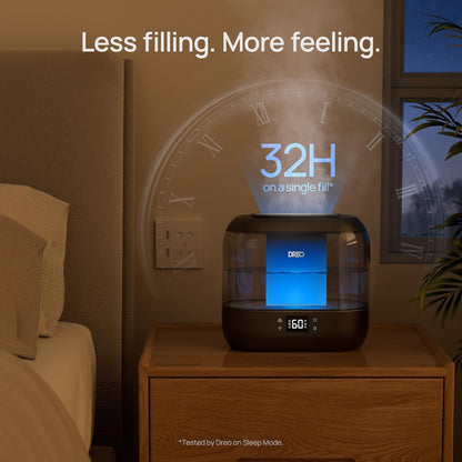 DREO Smart Humidifiers for Bedroom, Top Fill 4L Supersized Cool Mist Humidifier with Nightlight, 36H Runtime, Touch/APP/Voice Control, Quiet Ultrasonic Humidifiers for Large Room, Baby, Plants - Available at All In One Marketplace Canada