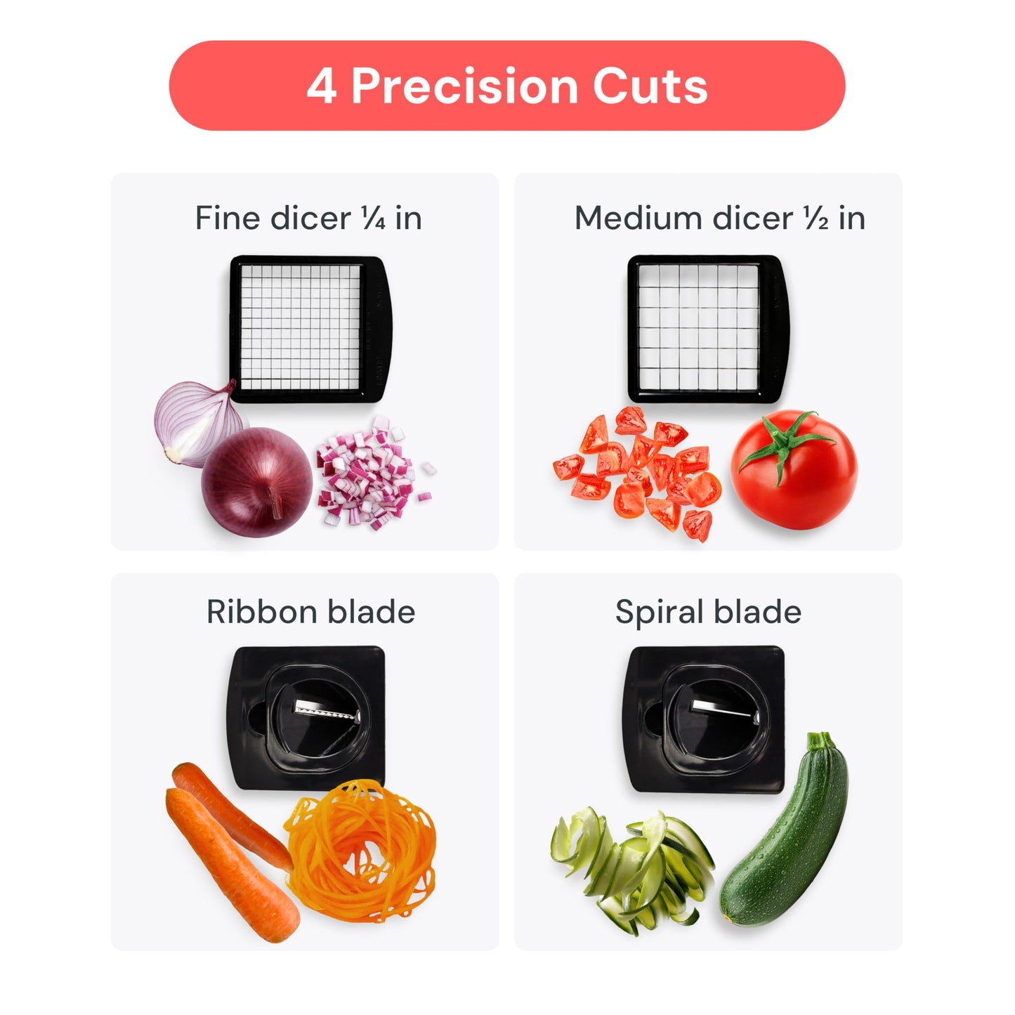 Fullstar Pro Original - Vegetable Chopper, Cutter & Spiralizer - 4 Blades