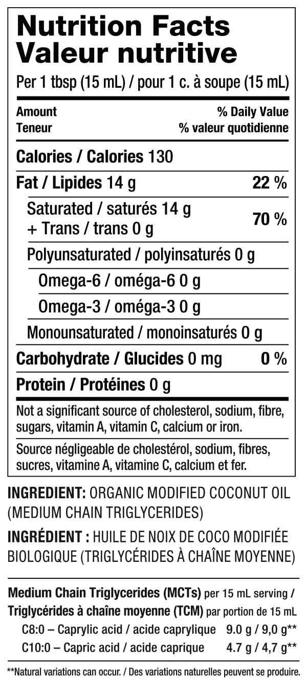 Nutiva Organic MCT Oil, Unflavored, 473 mL | Organic, Non-GMO, Non-BPA | Vegan, Gluten-Free, Keto & Paleo | 14g MCT per Serving & Neutral Flavor for Energy Boost to Coffee, Shakes and Salads - Available at All In One Marketplace Canada