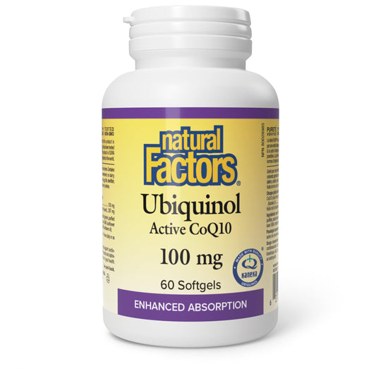 Natural Factors Ubiquinol Active CoQ10 100 mg, 60 Softgels, Supports Cardiovascular Health, Proudly Canadian - Available at All In One Marketplace Canada