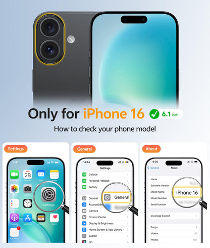 FNTCASE for iPhone 16 Phone Case: Magnetic Translucent Matte [Full Covered Camera Protection] [Screen Protector] Military Grade Shockproof Slim Cover Drop Proof Protective Cases - Black