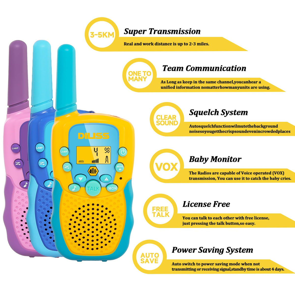 Walkie Talkies for Kids 3 Pack, Outdoor Toys for 3-7 Year Old Boy Girl Christmas Birthday Gifts, for Outdoor Games Camping 🍁 All In One Marketplace Canada