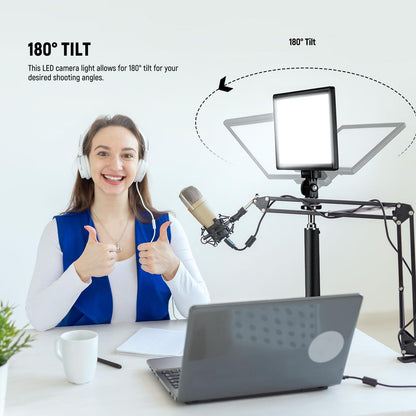NEEWER NL-116AI 9" LED Video Light Panel, Camera Lighting with Desk Tripod
