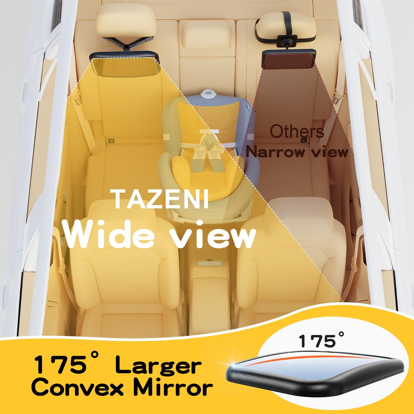 TAZENI Baby Car Mirror for Never Shake Newborn Essentials Baby Mirror for Car Seat Rear Facing Hook Clip Design 360° Adjustable Easy Install Back Seat Mirror for Baby Clear View ShatterProof