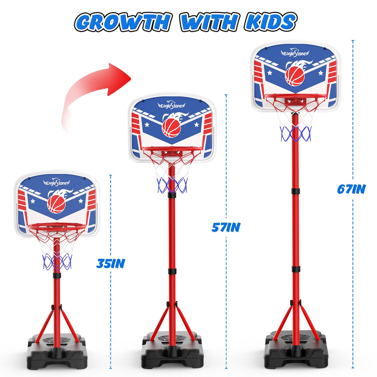 EagleStone Kids Basketball Hoop with Stand Adjustable Height Indoor Outdoor 🍁 All In One Marketplace Canada