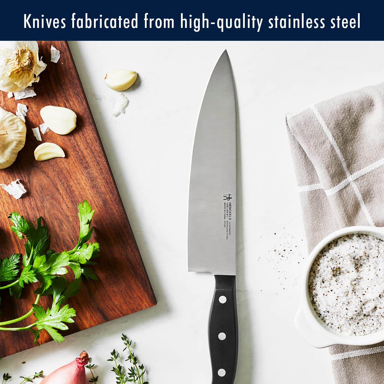 HENCKELS Premium Quality 15-Piece Knife Set with Block, Razor-Sharp, German Engineered Knife Informed by Over 100 Years of Masterful Knife Making, Lightweight and Strong, Dishwasher Safe - Available at All In One Marketplace Canada