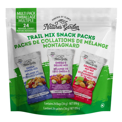 Nature's Garden Healthy Trail Mix Snack Packs – Mixed Nuts, Heart Healthy Nuts, Omega-3 Rich, Cranberries, Pumpkin Seeds, Perfect For The Entire Family – 816g Bag (24 Individual Servings)