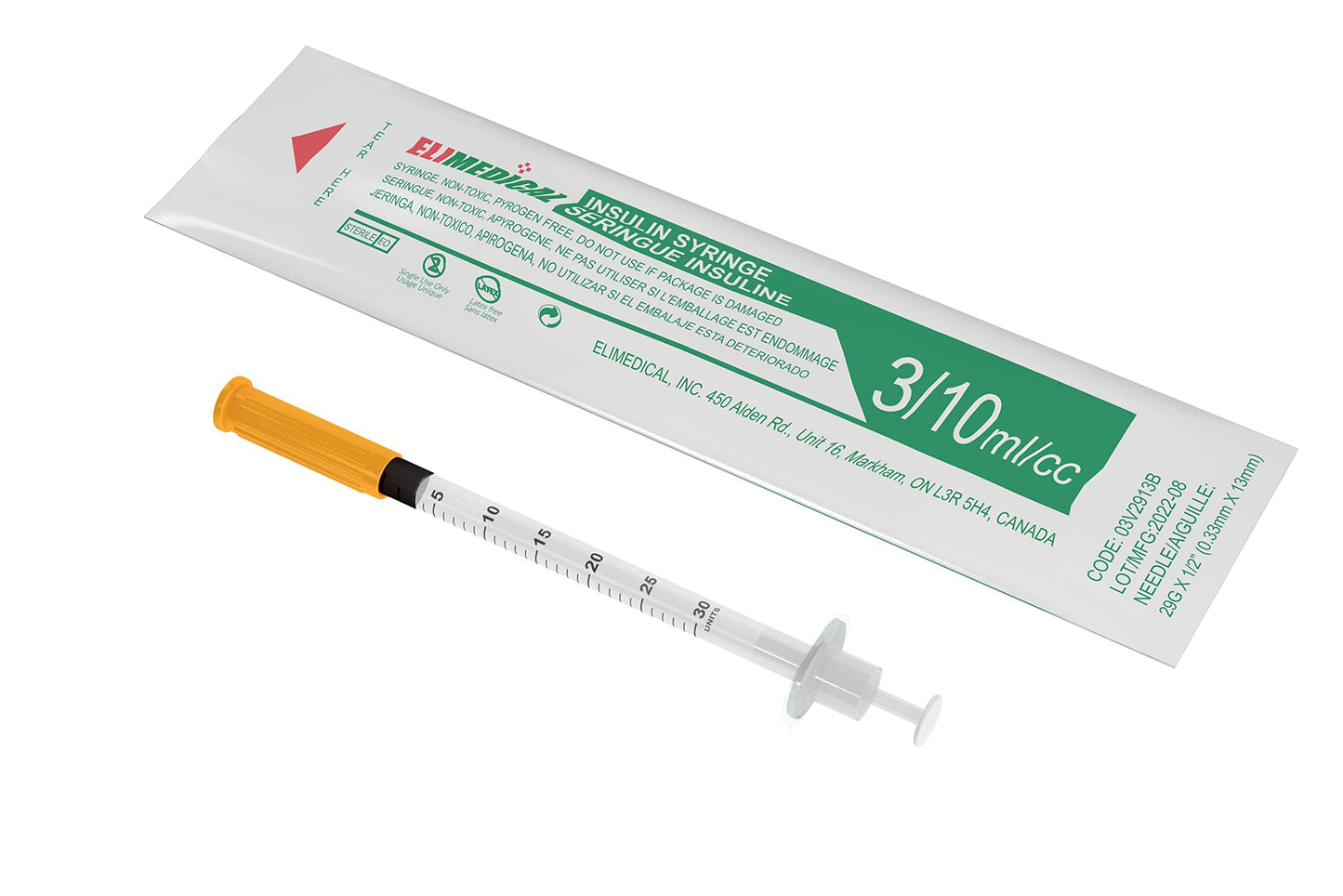 Elimedical Veterinary Syringe U-100 0.3ml 29G x 1/2" 100PC 03V2913B