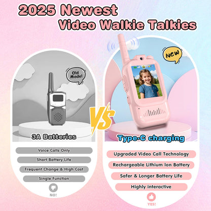 Video Walkie Talkies for Kids, 2 Pack Facetime Walkie Talkies with HD Camera & Voice Changer for Boys Girls for Family Games, Indoor, Outside, Hiking Christmas Birthday Toys Gift Ages 3-12 (Pink) 🍁 All In One Marketplace Canada