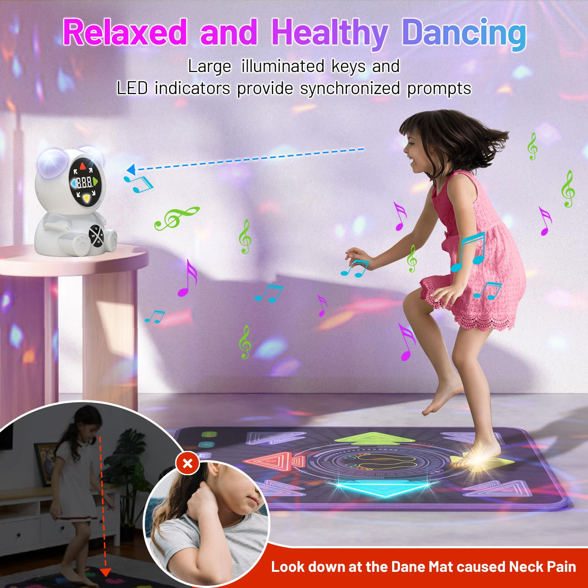 HAPHOM Dance Mat for Kids, Rechargeable Dance Mats for Girls and Boys, Light-up Dancing pad Game with Wireless Bluetooth, Christmas Birthday Gifts Ideas for 3 4 5 6 7 8 9 10 11 12 Year Old Kids 🍁 All In One Marketplace Canada