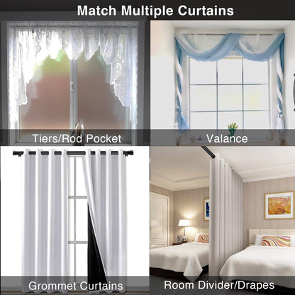 Extra Long Curtain Rods for Windows 28 to 144 inch, 1" Heavy Duty Drapery Rods with Adjustable Brackets, Bedroom Easy Instal Simple Blackout Outdoor Black Curtain Rods for Patio - Available at All In One Marketplace Canada