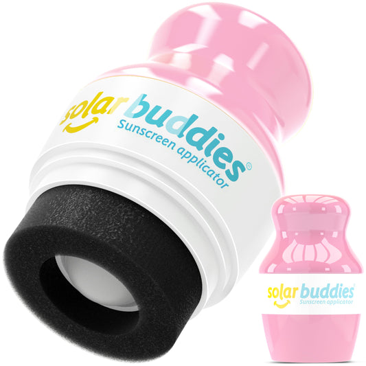 Solar Buddies Sunscreen Applicator - Single Pink - Refillable Roll on Sponge Sunscreen, Suncream & Lotion Applicator For Kids, Adults & Families - Holds 3.4fl oz, Perfect Size for Travel