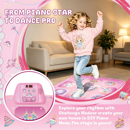 GirlsHome Dance Mat - Unicorn Toys for Girls Electronic Dance Pad with 5 Game Modes, Built-in Music, Touch Sensitive Light Up LED Kids Musical Mat, Christmas & Birthday Gift for Toddler Girls 3-12 🍁 All In One Marketplace Canada