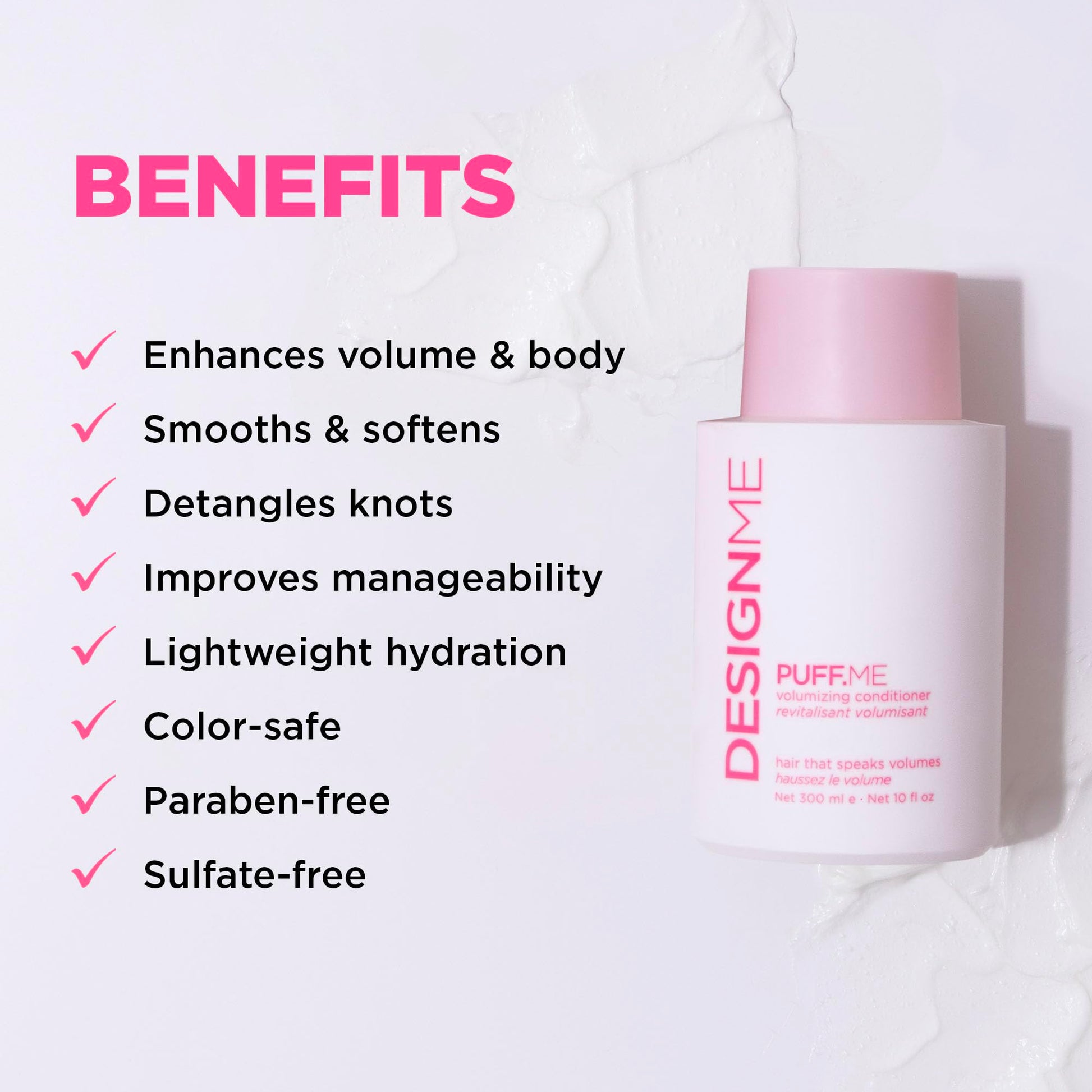 PUFF.ME Volumizing Conditioner by DESIGNME | Hydrating with Sunflower Seed Oil for Hair Volume | Detangling Conditioner for Straight & Wavy Hair | Sulfate Free - Available at All In One Marketplace Canada