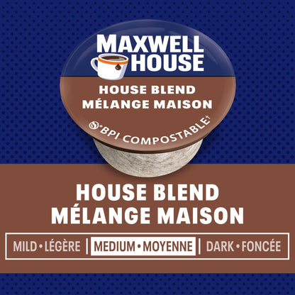 Maxwell House House Blend Coffee Certified Compostable K-Cup Pods, 60 Count