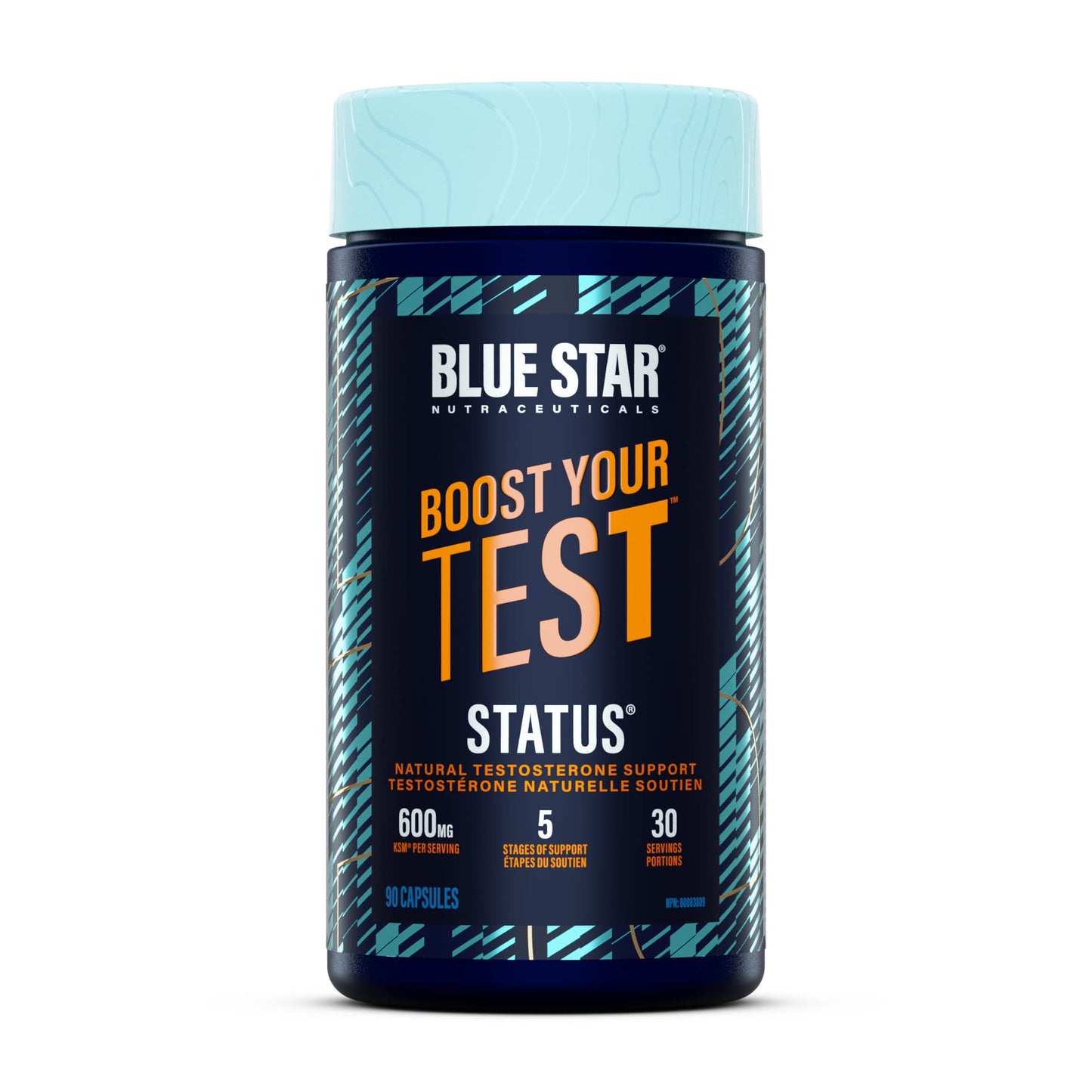 Blue Star Nutraceuticals Status - Natural Testosterone Support, Helps Increase Testosterone Levels & Muscle Strength, Clinically Researched Ingredients, 90 Veggie Caps, 30 Day Supply (NPN 80083809) - Available at All In One Marketplace Canada