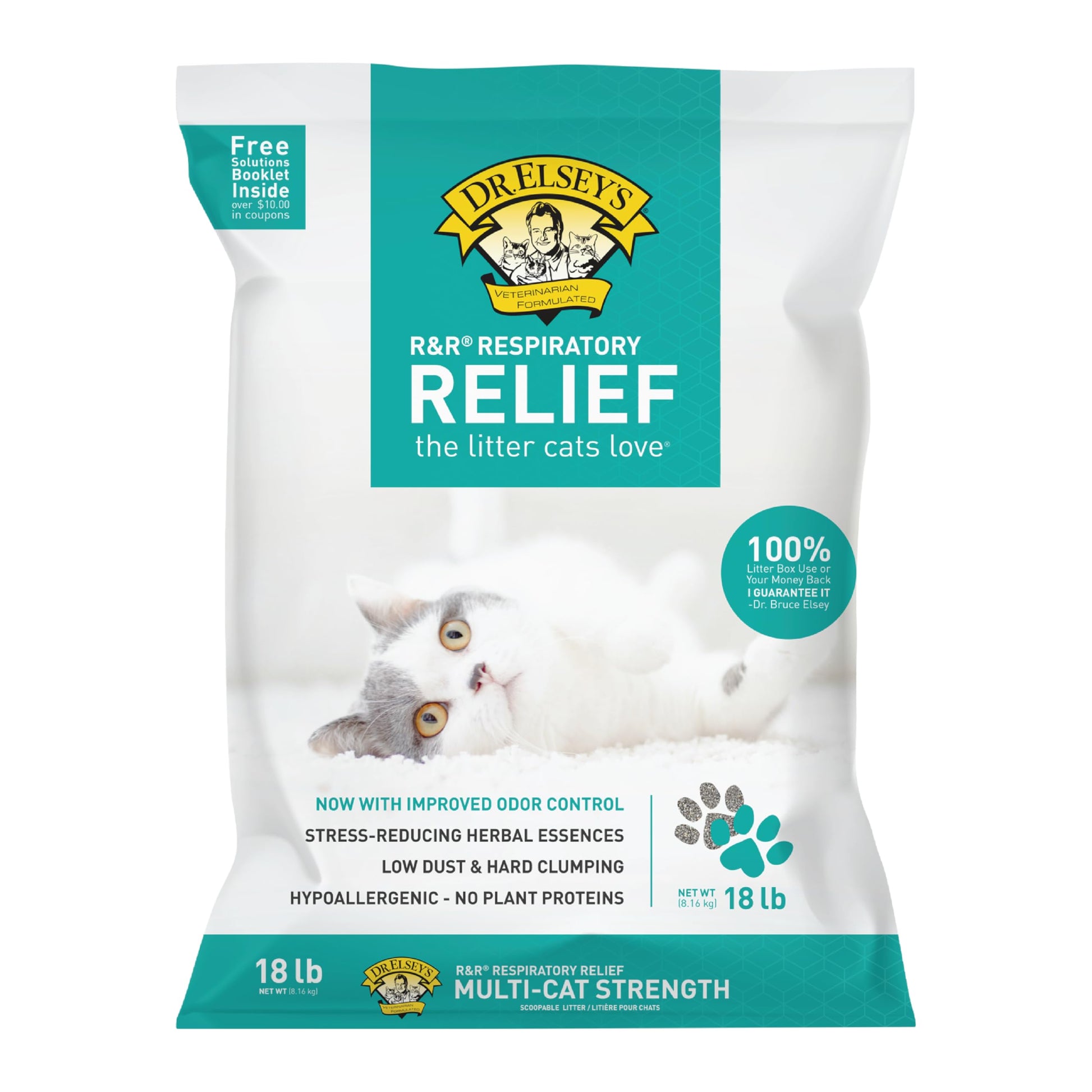 Dr. Elsey's R and R Cat Litter - Low Dust, Low Tracking, Hard Clumping, Superior Scent Control, Unscented and Natural Ingredients - Stress Reducing Kitty Litter, Supports Healthy Breathing Dr. Elsey's