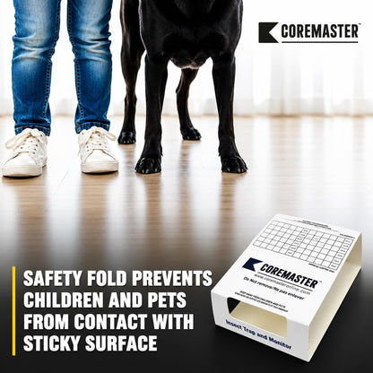 Coremaster Insect/Cockroach Monitor & Traps | Strong Adhesive Boards for Silverfish, Roaches, Ants | for Indoor Use i.e Kitchen, Basement,Garage | Safe, Non-Toxic (6 boards-18 Traps)
