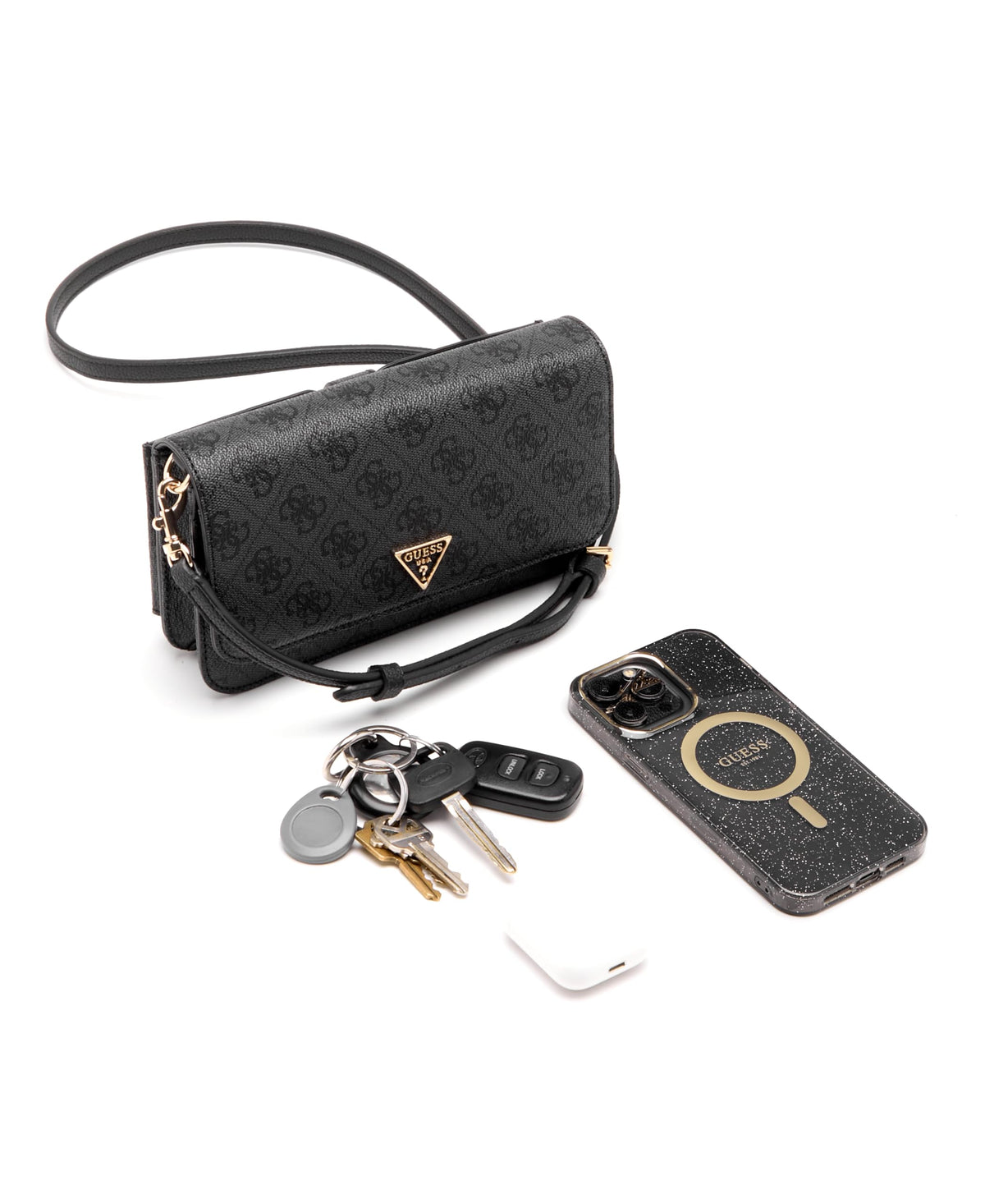 GUESS Noelle Ii Crossbody Flap Organizer, Coal Logo, One Size