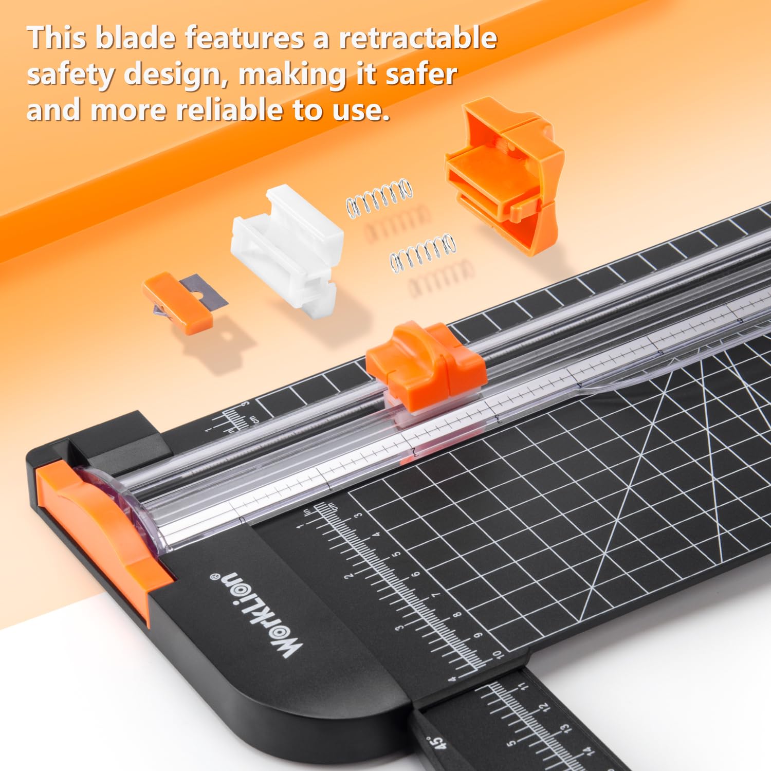 WORKLION Paper Cutter - A4 Paper Craft Cutter with Security Blade for Cut Gift Card, Coupon, Label, Cardstock, Photo, 12 inch Black Office Paper Trimmer