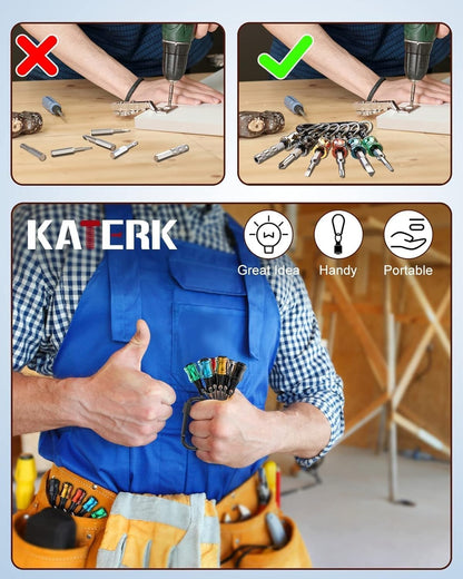 Upgrade, Push to Unlock,katerk 6pcs 1/4 inch Hex Shank Aluminum Alloy Screwdriver Bits Holder Light-weight Quick-change Extension Bar Keychain Drill Screw Adapter Change Portable, With Black Carabiner - Available at All In One Marketplace Canada