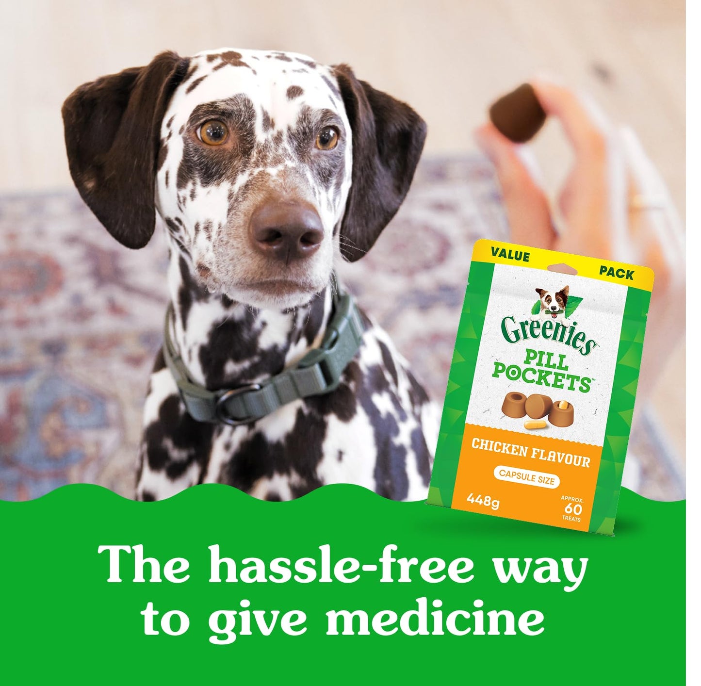 GREENIES Pill Pockets Capsule Size Natural Soft Dog Treats Chicken Flavor, (60 Treats) 15.8oz. Pack