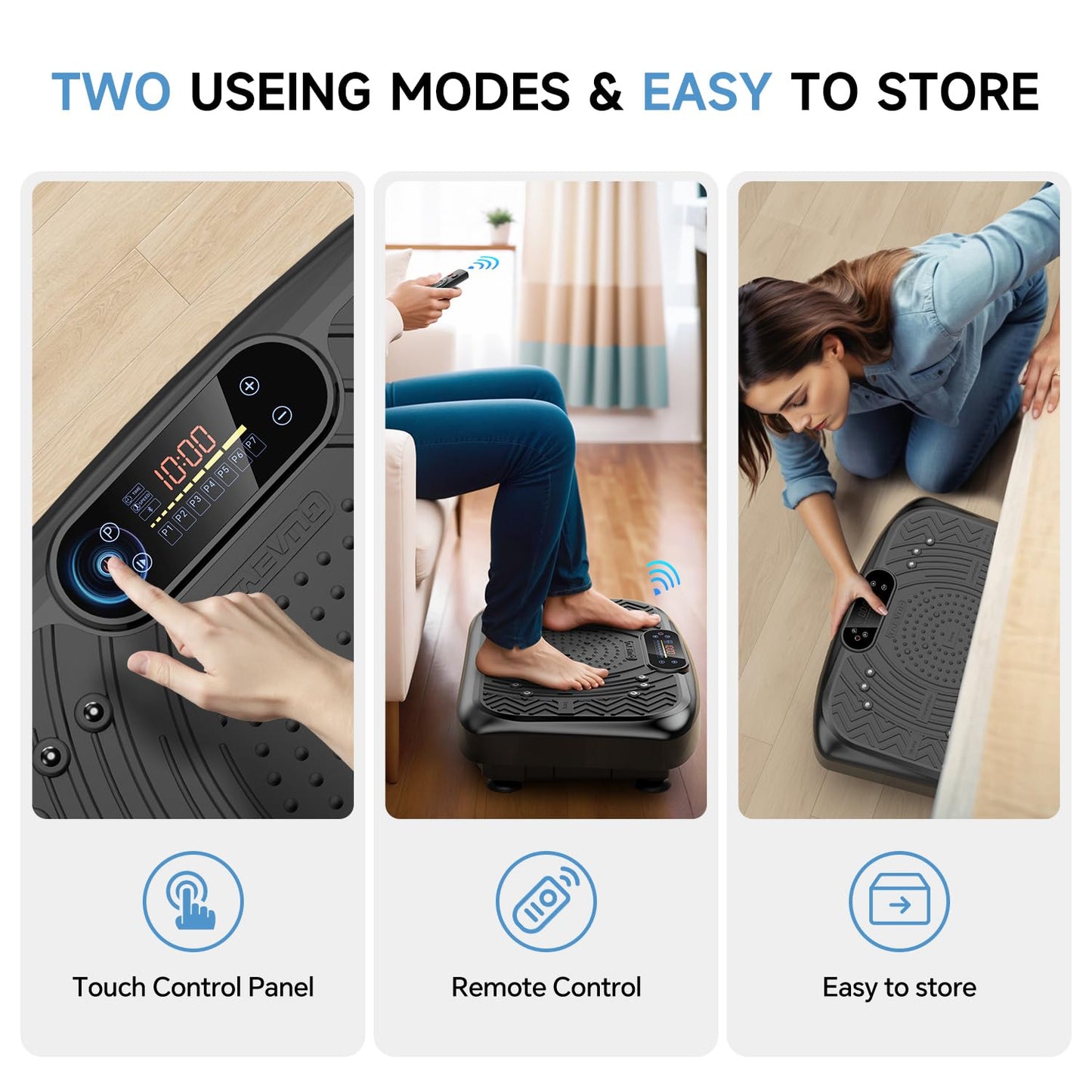 Vibration Plate Exercise Machine,Vibration Plate Machine 199 Adjustable Speed,Vibrating Plate Exercise Machine Automatic Mode P1-P7,Vibration Platform with Bluetooth 450 Lbs Capacity(Raven Black)
