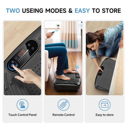 Vibration Plate Exercise Machine,Vibration Plate Machine 199 Adjustable Speed,Vibrating Plate Exercise Machine Automatic Mode P1-P7,Vibration Platform with Bluetooth 450 Lbs Capacity(Raven Black)
