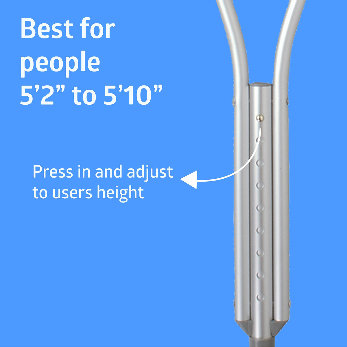 Medline Aluminum Crutches for Adults 5'2"-5'10", Adjustable, 300lb