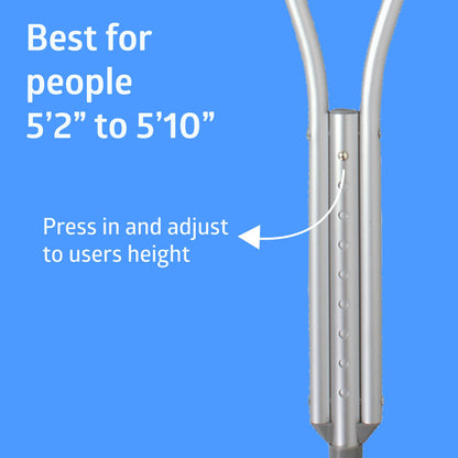 Medline Aluminum Crutches for Adults 5'2"-5'10", Adjustable, 300lb