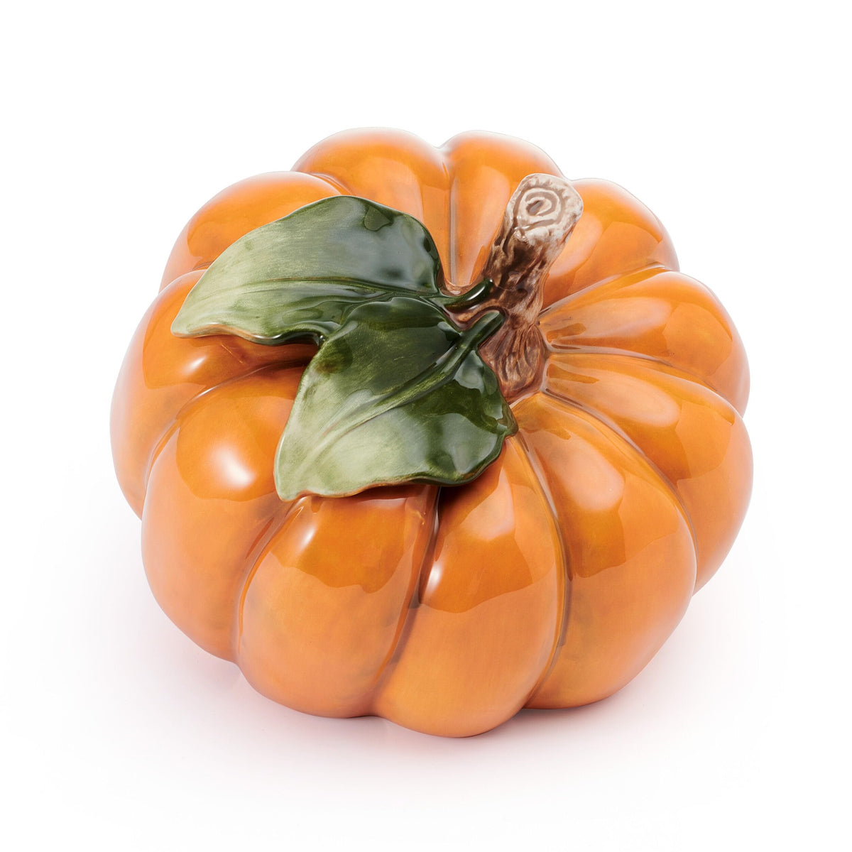 Fitz and Floyd Harvest Halloween Side Pumpkin Ceramic Figurine, 5.5 inch