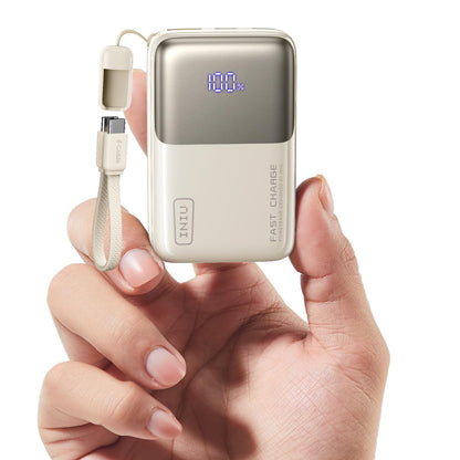 INIU Power Bank, Ultra Mini 10000mAh 45W Fast Charging Portable Charger, USB C Battery Pack with Cable, Flight-Safe Travel Powerbank for iPhone, Samsung, Google, for Camping, Office, Airport, Beige - Available at All In One Marketplace Canada
