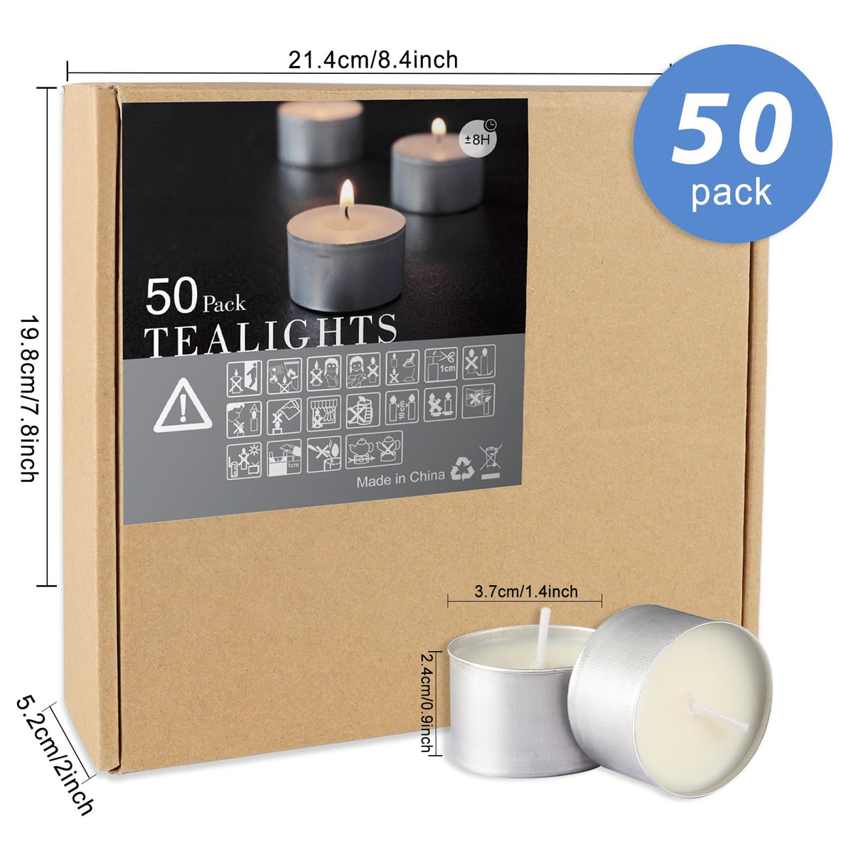 50-Pack Long-Lasting Tealight Candles (8 Hours Burn Time) – Unscented, Smokeless, Dripless White Votive Candles for Shabbat, Weddings, Christmas, Home Decor & Religious Ceremonies 🍁 All In One Marketplace Canada