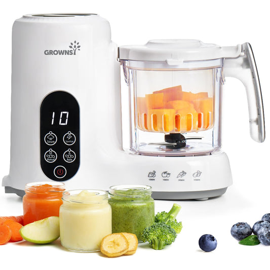 Grownsy Baby Food Maker with Steam Basket, One Step Baby Food Processor Steamer Puree Blender Grinder Mills Machine, Auto Cooking Grinding and Sterilizing for Healthy Homemade Food, BPA-Free