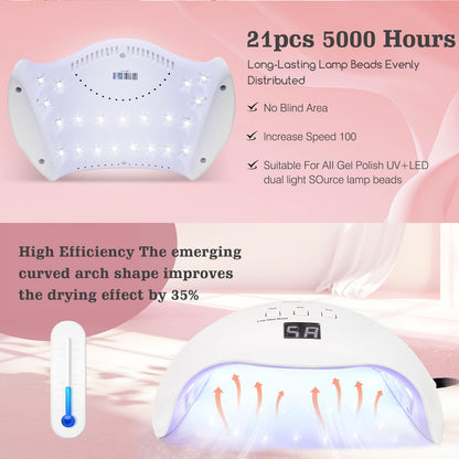 UV Nail Light, LKE Nail Dryer UV Light for Gel Nails with 3 Timers Professional UV LED Nail Lamp for Gel Nail Polish Kit Nail Art Tools Accessories in Home Use