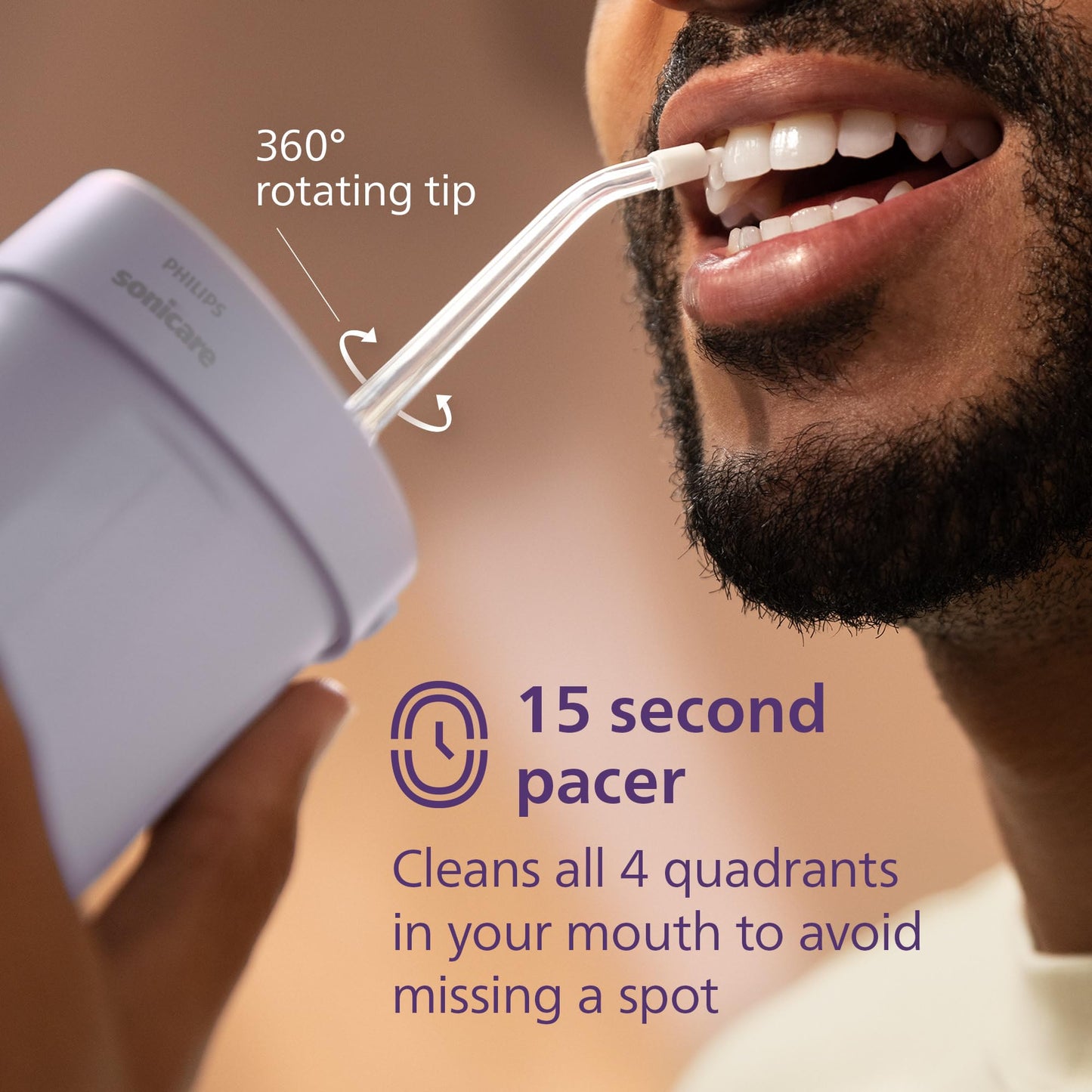 Philips Sonicare Compact Flosser 1000, Portable Water Flosser with 3 Flossing Modes, IPX7 Waterproof Oral Irrigator, Travel Friendly, Purple, Model HX3333/23 - Available at All In One Marketplace Canada
