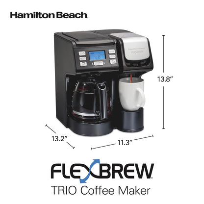 Hamilton Beach FlexBrew Trio 3-Way Coffee Maker, Single Serve & 12 Cup Drip Coffee Maker, Pod & Ground Coffee Compatible, Fast Brewing, Programmable, 56 oz Reservoir, Black (49902C) - Available at All In One Marketplace Canada