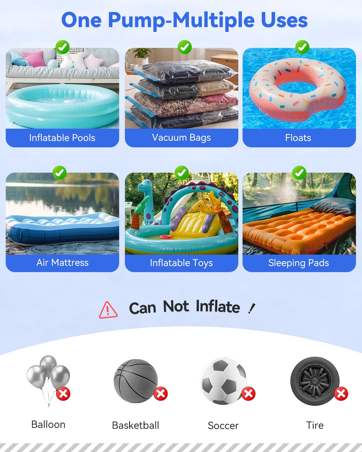 Air Mattress Pump, Dr.meter 4000mAh Rechargeable Battery Air Pump for Inflatable, Portable Quick-Fill Inflator Deflator for Outdoor Camping Inflatable Pool Float Boat Raft Yoga Ball Swim Ring Airbed - Available at All In One Marketplace Canada
