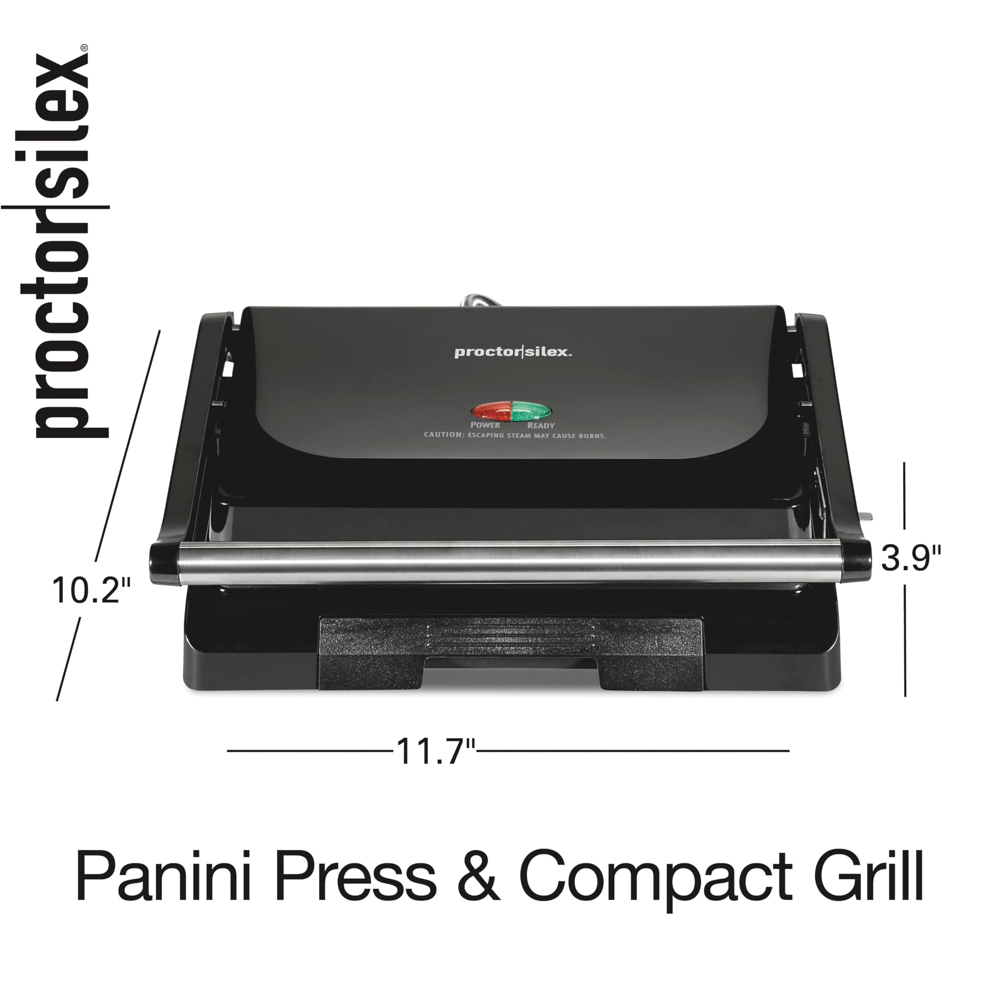 Proctor Silex 4 Serving Panini Press, Sandwich Maker and Compact Indoor Grill, Upright Storage, Easy Clean Nonstick Grids, Black (25440PS) - Available at All In One Marketplace Canada