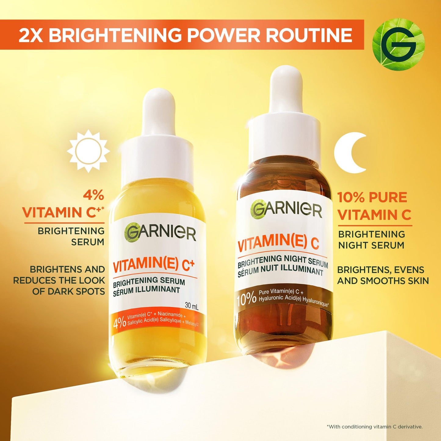 Garnier SkinActive Brightening Night Vitamin-C Serum, with Hyaluronic Acid, Brightens & Smoothens Skin in just 3 Nights, for All Skin Types, even Sensitive Skin - 30ml