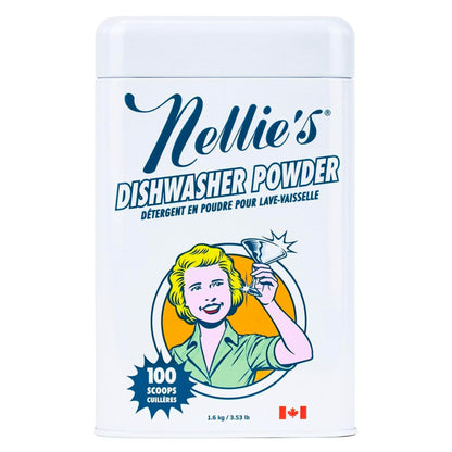 Nellie's Dishwasher Powder - 100 Load - Plant-Based Dishwasher Detergent - Septic Safe, Fragrance-Free - Easily Penetrates Grease & Food Particles - Phosphate-Free - (Made in Canada) - Available at All In One Marketplace Canada