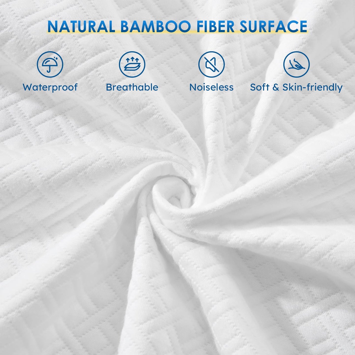 Cozymaker Queen Size Mattress Protector, 100% Waterproof Mattress Cover Fitted 8"-21" Deep Pocket, Cooling Viscose Made from Bamboo and Soft Breathable Cover Mattress Queen Noiseless Washable - Available at All In One Marketplace Canada