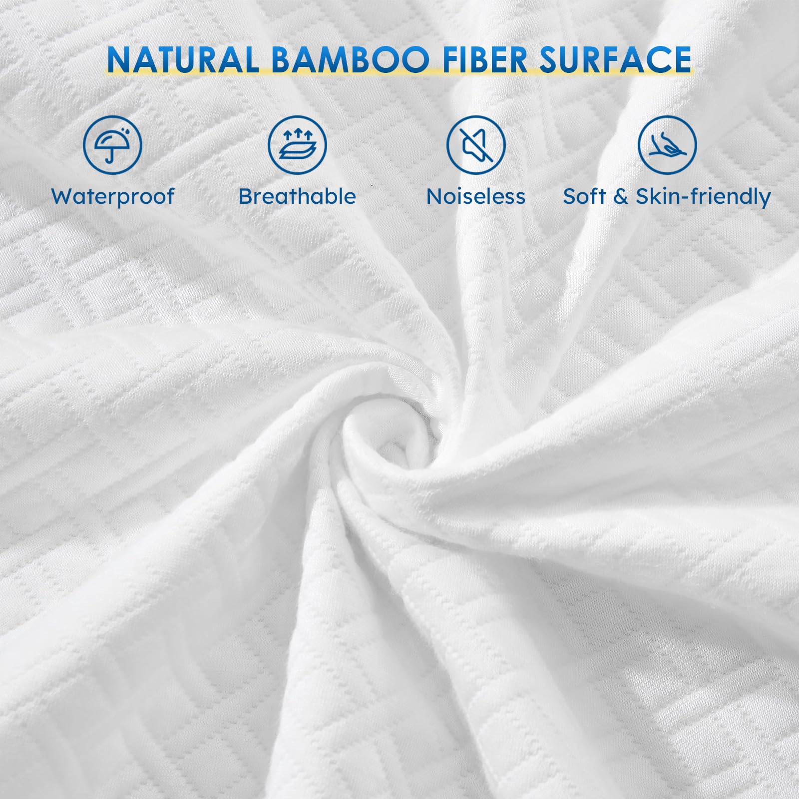 Cozymaker Queen Size Mattress Protector, 100% Waterproof Mattress Cover Fitted 8"-21" Deep Pocket, Cooling Viscose Made from Bamboo and Soft Breathable Cover Mattress Queen Noiseless Washable - Available at All In One Marketplace Canada