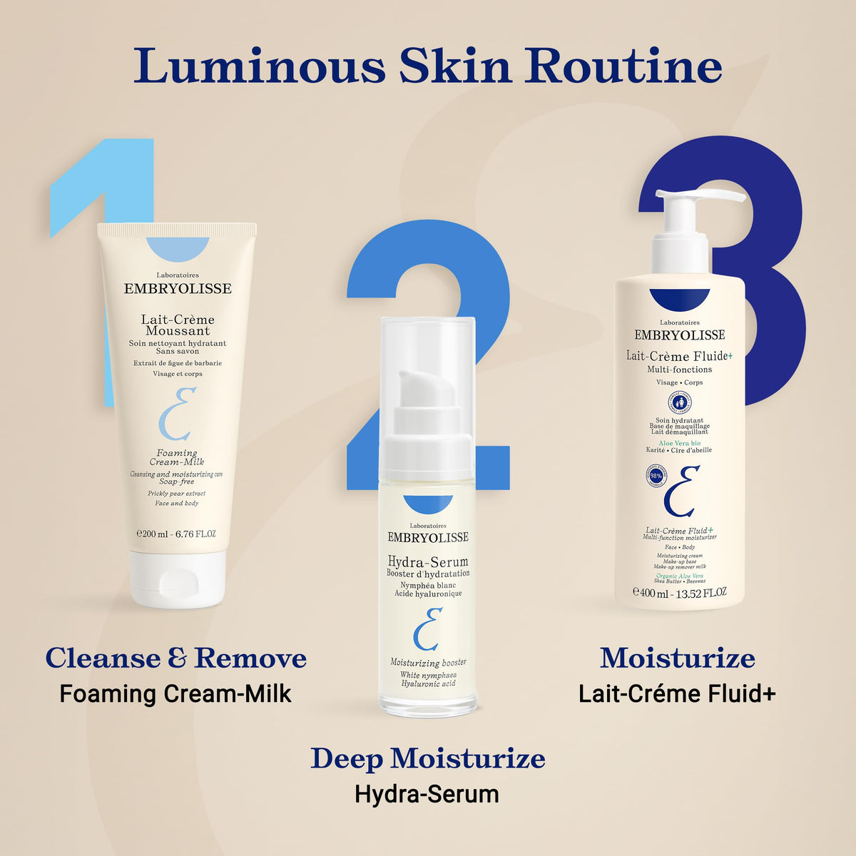 Embryolisse Lait-Crème Fluid+ Face & Body Cream, Multi-Use Lightweight Moisturizer with Shea Butter & Aloe Vera. Fast Absorbing, For All Skin Types
