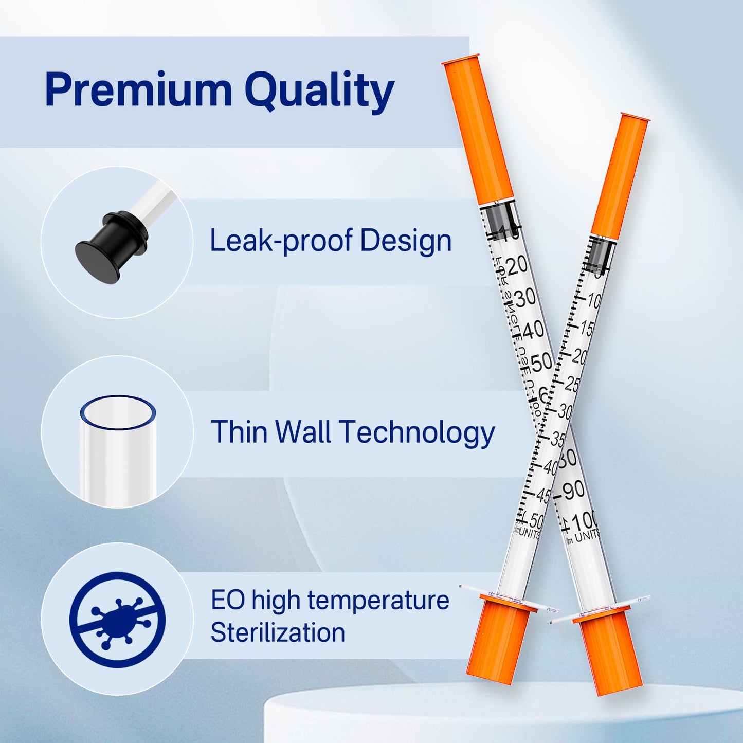 1ml Insulin Syringes 30G 5/16 Inch (8mm) with Needle, Individually Wrapped, Pack of 100
